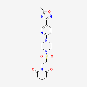 molecular formula C19H24N6O5S B2365689 1-(2-((4-(5-(5-Methyl-1,2,4-oxadiazol-3-yl)pyridin-2-yl)piperazin-1-yl)sulfonyl)ethyl)piperidine-2,6-dione CAS No. 1421457-56-8