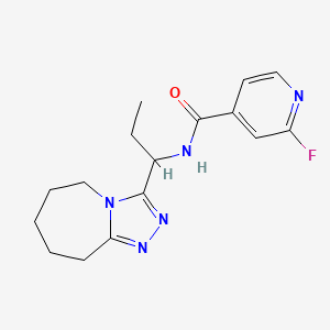 molecular formula C16H20FN5O B2365699 2-fluoro-N-(1-{5H,6H,7H,8H,9H-[1,2,4]triazolo[4,3-a]azepin-3-yl}propyl)pyridine-4-carboxamide CAS No. 1376387-14-2