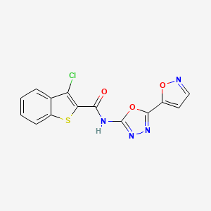 molecular formula C14H7ClN4O3S B2365705 3-氯-N-(5-(异恶唑-5-基)-1,3,4-恶二唑-2-基)苯并[b]噻吩-2-甲酰胺 CAS No. 946362-39-6