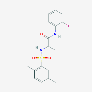 molecular formula C17H19FN2O3S B2365713 2-[(2,5-dimethylphenyl)sulfonylamino]-N-(2-fluorophenyl)propanamide CAS No. 1008701-57-2
