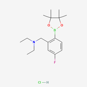 molecular formula C17H28BClFNO2 B2365714 2-(二乙氨基甲基)-4-氟苯基硼酸，二萘甲二醇酯，hcl CAS No. 2096334-24-4