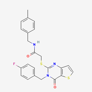 molecular formula C23H20FN3O2S2 B2365721 2-{[3-(4-fluorobenzyl)-4-oxo-3,4-dihydrothieno[3,2-d]pyrimidin-2-yl]sulfanyl}-N-(4-methylbenzyl)acetamide CAS No. 1252856-69-1