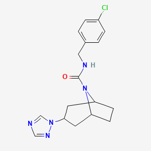 molecular formula C17H20ClN5O B2365723 (1R,5S)-N-(4-氯苄基)-3-(1H-1,2,4-三唑-1-基)-8-氮杂双环[3.2.1]辛烷-8-甲酰胺 CAS No. 2320822-10-2
