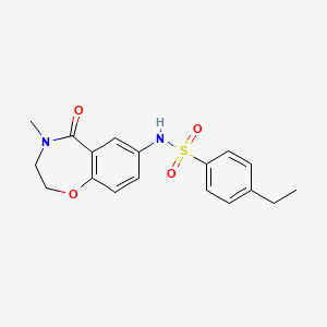 molecular formula C18H20N2O4S B2365735 4-ethyl-N-(4-methyl-5-oxo-2,3,4,5-tetrahydrobenzo[f][1,4]oxazepin-7-yl)benzenesulfonamide CAS No. 922111-90-8