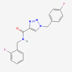 molecular formula C17H14F2N4O B2365761 N-(2-fluorobenzyl)-1-(4-fluorobenzyl)-1H-1,2,3-triazole-4-carboxamide CAS No. 1326881-07-5