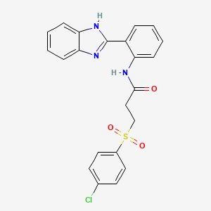 molecular formula C22H18ClN3O3S B2365770 N-(2-(1H-benzo[d]imidazol-2-yl)phenyl)-3-((4-chlorophenyl)sulfonyl)propanamide CAS No. 895459-20-8