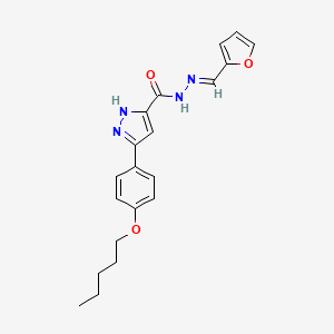 molecular formula C20H22N4O3 B2365793 N'-[(E)-呋喃-2-基亚甲基]-3-[4-(戊氧基)苯基]-1H-吡唑-5-甲酰肼 CAS No. 1285540-30-8