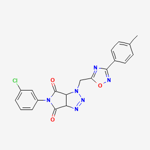 molecular formula C20H15ClN6O3 B2365799 5-(3-氯苯基)-1-((3-(对甲苯基)-1,2,4-恶二唑-5-基)甲基)-1,6a-二氢吡咯并[3,4-d][1,2,3]三唑-4,6(3aH,5H)-二酮 CAS No. 1251556-02-1