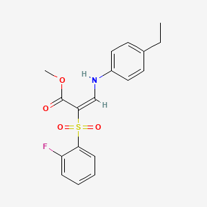molecular formula C18H18FNO4S B2365816 甲基 (2E)-3-[(4-乙基苯基)氨基]-2-[(2-氟苯基)磺酰基]丙烯酸酯 CAS No. 1327171-77-6