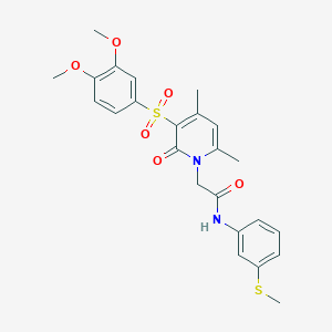 molecular formula C24H26N2O6S2 B2365817 2-(3-((3,4-二甲氧基苯基)磺酰基)-4,6-二甲基-2-氧代吡啶-1(2H)-基)-N-(3-(甲硫基)苯基)乙酰胺 CAS No. 1189692-70-3