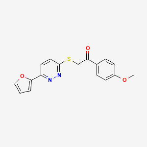 molecular formula C17H14N2O3S B2365819 2-[6-(呋喃-2-基)吡哒嗪-3-基]硫代-1-(4-甲氧基苯基)乙酮 CAS No. 872704-34-2