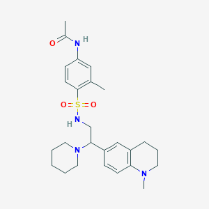 molecular formula C26H36N4O3S B2365826 N-(3-甲基-4-(N-(2-(1-甲基-1,2,3,4-四氢喹啉-6-基)-2-(哌啶-1-基)乙基)磺酰胺)苯基)乙酰胺 CAS No. 946266-32-6