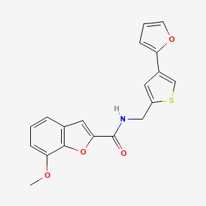 molecular formula C19H15NO4S B2365831 N-[[4-(Furan-2-yl)thiophen-2-yl]methyl]-7-methoxy-1-benzofuran-2-carboxamide CAS No. 2380057-30-5
