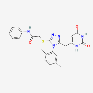 molecular formula C23H22N6O3S B2365833 2-[[4-(2,5-二甲基苯基)-5-[(2,4-二氧代-1H-嘧啶-6-基)甲基]-1,2,4-三唑-3-基]硫代]-N-苯基乙酰胺 CAS No. 852048-19-2