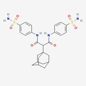 molecular formula C25H30N4O6S2 B2365839 2-((3r,5r,7r)-金刚烷-1-基)-N1,N3-双(4-磺酰胺苯基)丙二酰胺 CAS No. 923243-55-4