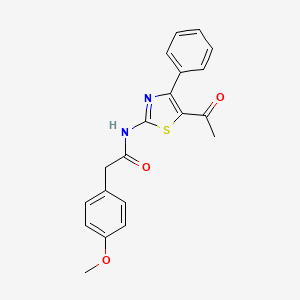 molecular formula C20H18N2O3S B2365842 N-(5-acetyl-4-phenyl-1,3-thiazol-2-yl)-2-(4-methoxyphenyl)acetamide CAS No. 923506-23-4