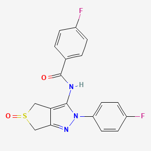 molecular formula C18H13F2N3O2S B2365853 4-fluoro-N-(2-(4-fluorophenyl)-5-oxido-4,6-dihydro-2H-thieno[3,4-c]pyrazol-3-yl)benzamide CAS No. 1007192-49-5