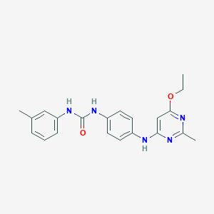 molecular formula C21H23N5O2 B2365864 1-(4-((6-Ethoxy-2-methylpyrimidin-4-yl)amino)phenyl)-3-(m-tolyl)urea CAS No. 946356-07-6
