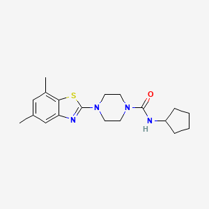 molecular formula C19H26N4OS B2365870 N-环戊基-4-(5,7-二甲基苯并[d]噻唑-2-基)哌嗪-1-甲酰胺 CAS No. 1210743-90-0