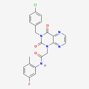 molecular formula C22H17ClFN5O3 B2365880 2-(3-(4-chlorobenzyl)-2,4-dioxo-3,4-dihydropteridin-1(2H)-yl)-N-(5-fluoro-2-methylphenyl)acetamide CAS No. 1357853-32-7