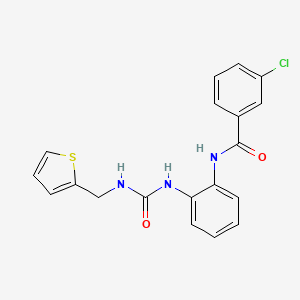 molecular formula C19H16ClN3O2S B2365904 3-chloro-N-(2-(3-(thiophen-2-ylmethyl)ureido)phenyl)benzamide CAS No. 1202990-81-5