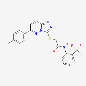 molecular formula C21H16F3N5OS B2365914 2-((6-(p-tolyl)-[1,2,4]triazolo[4,3-b]pyridazin-3-yl)thio)-N-(2-(trifluoromethyl)phenyl)acetamide CAS No. 894063-66-2