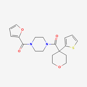 Furan-2-yl-[4-(4-thiophen-2-yloxane-4-carbonyl)piperazin-1-yl]methanone