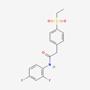molecular formula C16H15F2NO3S B2365918 N-(2,4-二氟苯基)-2-(4-(乙磺酰基)苯基)乙酰胺 CAS No. 919858-52-9