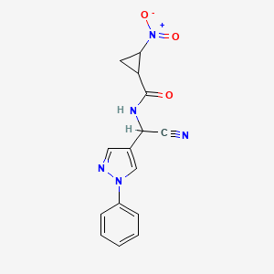 molecular formula C15H13N5O3 B2365937 N-[cyano(1-phenyl-1H-pyrazol-4-yl)methyl]-2-nitrocyclopropane-1-carboxamide CAS No. 1356778-55-6