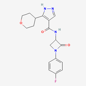 N-[1-(4-Fluorophenyl)-2-oxoazetidin-3-yl]-5-(oxan-4-yl)-1H-pyrazole-4-carboxamide