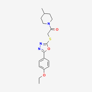 molecular formula C18H23N3O3S B2365939 2-((5-(4-Ethoxyphenyl)-1,3,4-oxadiazol-2-yl)thio)-1-(4-methylpiperidin-1-yl)ethanone CAS No. 850937-11-0