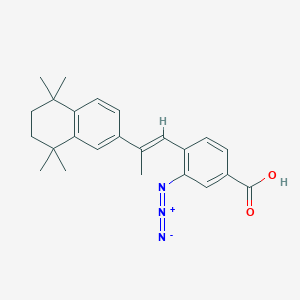 molecular formula C24H27N3O2 B236594 3-Azido-4-(2-(5,6,7,8-tetrahydro-5,5,8,8-tetramethyl-2-naphthalenyl)-1-propen-1-yl)benzoic acid CAS No. 131206-61-6