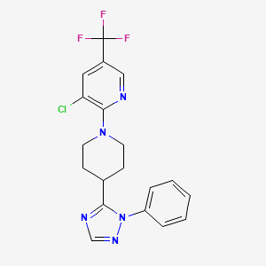 molecular formula C19H17ClF3N5 B2365958 3-氯-2-[4-(1-苯基-1H-1,2,4-三唑-5-基)哌啶基]-5-(三氟甲基)吡啶 CAS No. 337919-75-2