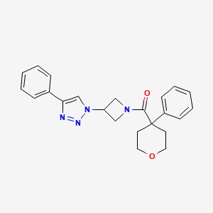 (3-(4-phenyl-1H-1,2,3-triazol-1-yl)azetidin-1-yl)(4-phenyltetrahydro-2H-pyran-4-yl)methanone