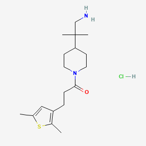 molecular formula C18H31ClN2OS B2365996 1-[4-(1-Amino-2-methylpropan-2-yl)piperidin-1-yl]-3-(2,5-dimethylthiophen-3-yl)propan-1-one;hydrochloride CAS No. 2445793-62-2