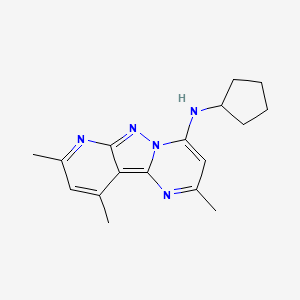 molecular formula C17H21N5 B2365999 N-环戊基-2,8,10-三甲基吡啶并[2',3':3,4]吡唑并[1,5-a]嘧啶-4-胺 CAS No. 896835-09-9