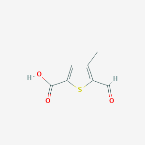 molecular formula C7H6O3S B2366006 5-甲酰基-4-甲硫代苯并呋喃-2-羧酸 CAS No. 391936-74-6
