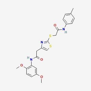 molecular formula C22H23N3O4S2 B2366008 N-(2,5-dimethoxyphenyl)-2-(2-((2-oxo-2-(p-tolylamino)ethyl)thio)thiazol-4-yl)acetamide CAS No. 941981-10-8