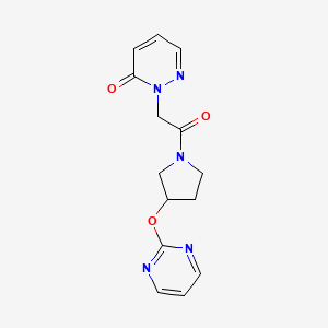 molecular formula C14H15N5O3 B2366015 2-(2-oxo-2-(3-(pyrimidin-2-yloxy)pyrrolidin-1-yl)ethyl)pyridazin-3(2H)-one CAS No. 2034530-55-5