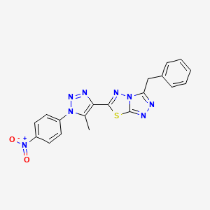 molecular formula C19H14N8O2S B2366017 3-苄基-6-(5-甲基-1-(4-硝基苯基)-1H-1,2,3-三唑-4-基)-[1,2,4]三唑并[3,4-b][1,3,4]噻二唑 CAS No. 890602-66-1