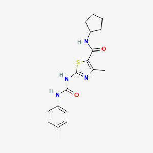molecular formula C18H22N4O2S B2366019 N-cyclopentyl-4-methyl-2-(3-(p-tolyl)ureido)thiazole-5-carboxamide CAS No. 941886-43-7