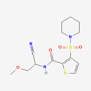 molecular formula C14H19N3O4S2 B2366026 N-(1-cyano-2-methoxyethyl)-3-(piperidine-1-sulfonyl)thiophene-2-carboxamide CAS No. 1797248-68-0