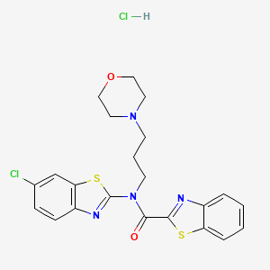 molecular formula C22H22Cl2N4O2S2 B2366042 N-(6-chlorobenzo[d]thiazol-2-yl)-N-(3-morpholinopropyl)benzo[d]thiazole-2-carboxamide hydrochloride CAS No. 1216487-71-6