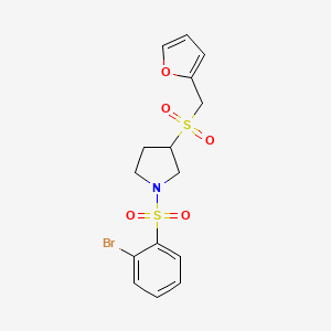 molecular formula C15H16BrNO5S2 B2366045 1-((2-Bromophenyl)sulfonyl)-3-((furan-2-ylmethyl)sulfonyl)pyrrolidine CAS No. 1798537-67-3