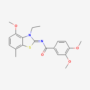 molecular formula C20H22N2O4S B2366047 (Z)-N-(3-乙基-4-甲氧基-7-甲基苯并[d]噻唑-2(3H)-亚基)-3,4-二甲氧基苯甲酰胺 CAS No. 868369-58-8