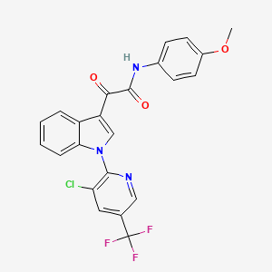 molecular formula C23H15ClF3N3O3 B2366054 2-{1-[3-chloro-5-(trifluoromethyl)-2-pyridinyl]-1H-indol-3-yl}-N-(4-methoxyphenyl)-2-oxoacetamide CAS No. 338770-03-9