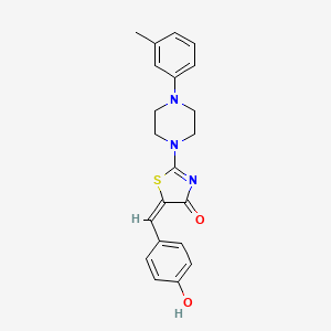 molecular formula C21H21N3O2S B2366058 (E)-5-(4-hydroxybenzylidene)-2-(4-(m-tolyl)piperazin-1-yl)thiazol-4(5H)-one CAS No. 327082-78-0