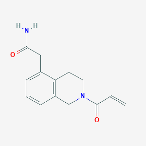 molecular formula C14H16N2O2 B2366063 2-(2-Prop-2-enoyl-3,4-dihydro-1H-isoquinolin-5-yl)acetamide CAS No. 2361642-42-2