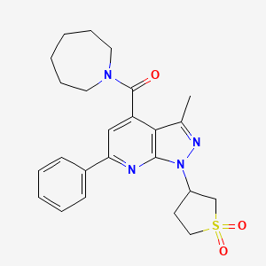 molecular formula C24H28N4O3S B2366064 azepan-1-yl(1-(1,1-dioxidotetrahydrothiophen-3-yl)-3-methyl-6-phenyl-1H-pyrazolo[3,4-b]pyridin-4-yl)methanone CAS No. 1021249-39-7