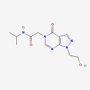 molecular formula C12H17N5O3 B2366082 2-(1-(2-hydroxyethyl)-4-oxo-1H-pyrazolo[3,4-d]pyrimidin-5(4H)-yl)-N-isopropylacetamide CAS No. 900011-75-8